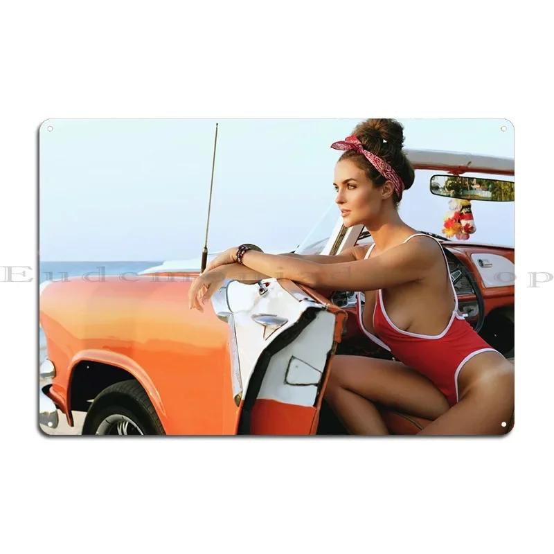 Sexy Retro Lady Metal Sign Wall Decor Print Customize Pub Wall Cave Tin Sign Poster 20x30cm(7.8x11.8inch)