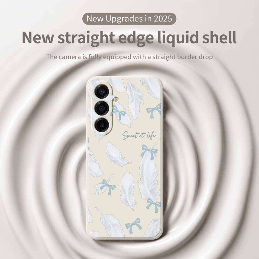 For Samsung Galaxy A17 5G Case White Feathers Pattern Printing Straight Edge TPU Phone Back Cover