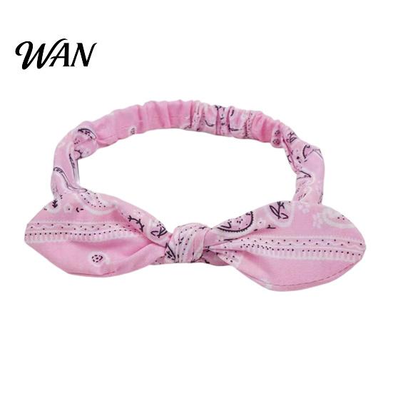 Comfortable Headband Elastic Rabbit Ear Knot Design Hair Wrap Secure Fit Wave Boosting Compression Band Paisley Pattern Headwrap