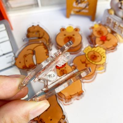 Capibala Note Clip Cartoon Acrylic PP Clip Storage Clip Test Paper Clip Butt Clip