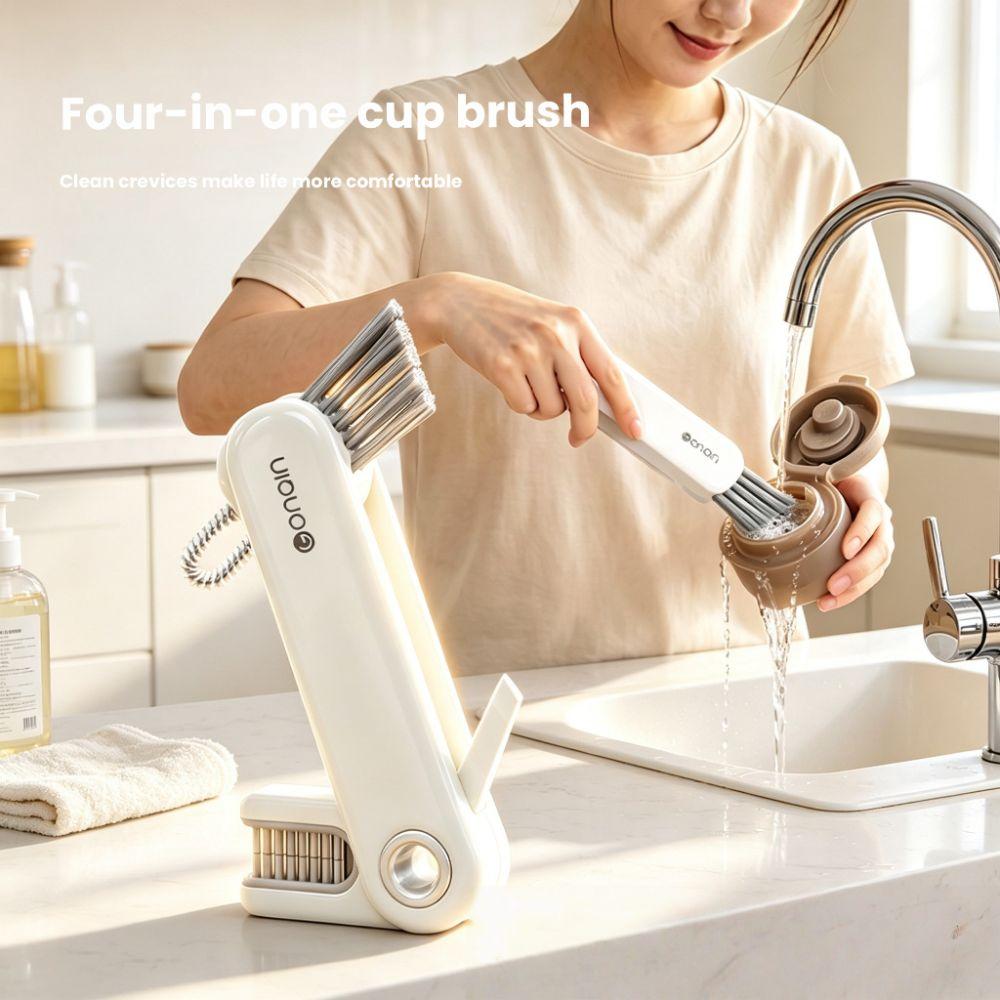 Multifunctional Bottle Brush 4-in-1 Crevice Cleaning Brush New Cup Lid Brush for Thermos Cup