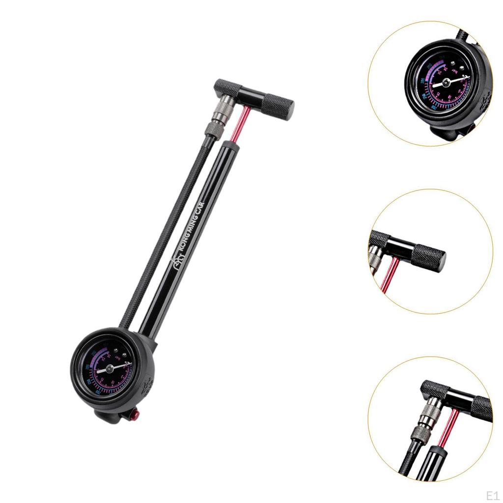 Bike Shock Pump with Pressure Gauge Metal Front Fork Practical Air Release
