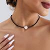 Simple Black Beads Necklace with Cross Pendant Female Jewelry Rhinestone Choker Necklaces Women Ladies Party Necklace
