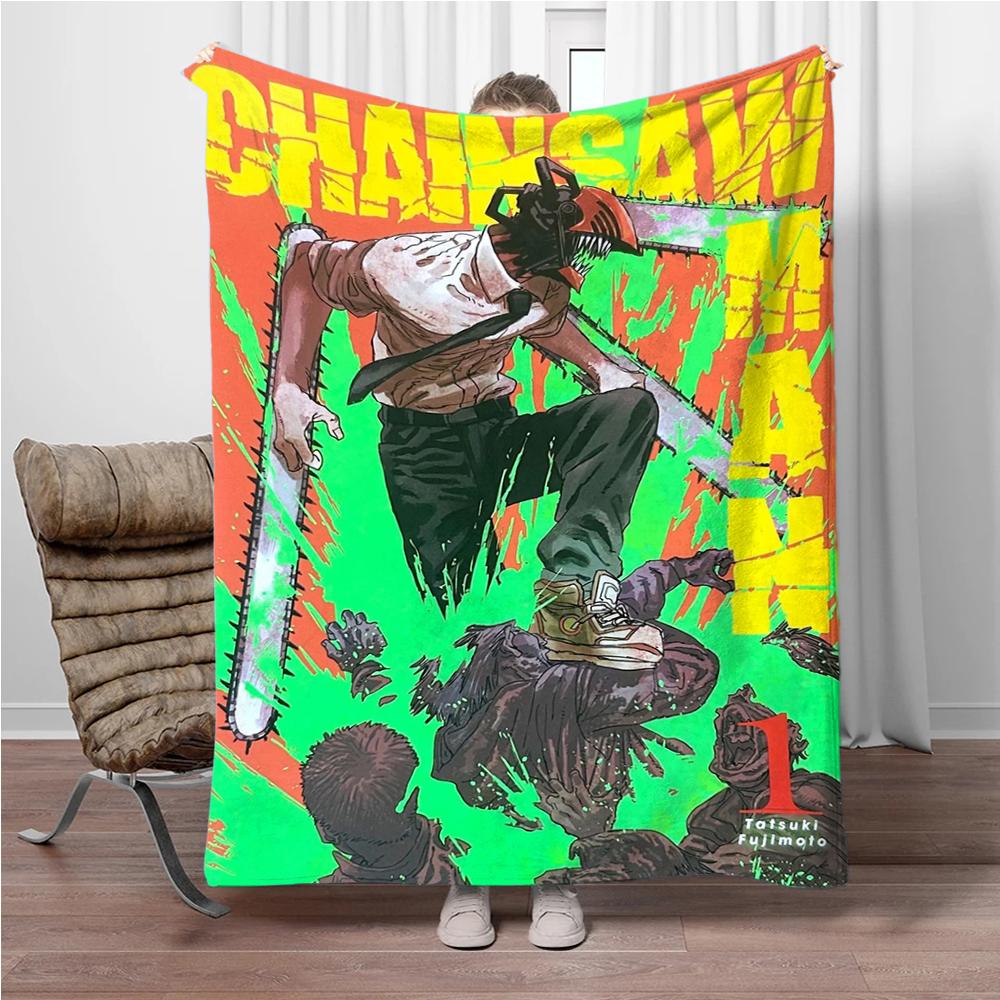 Japanese Anime Manga Denji Chainsaw-Man Children Warm Soft Blankets for Sofa Bed Cover Blanket Suitable for Birthday Souvenir