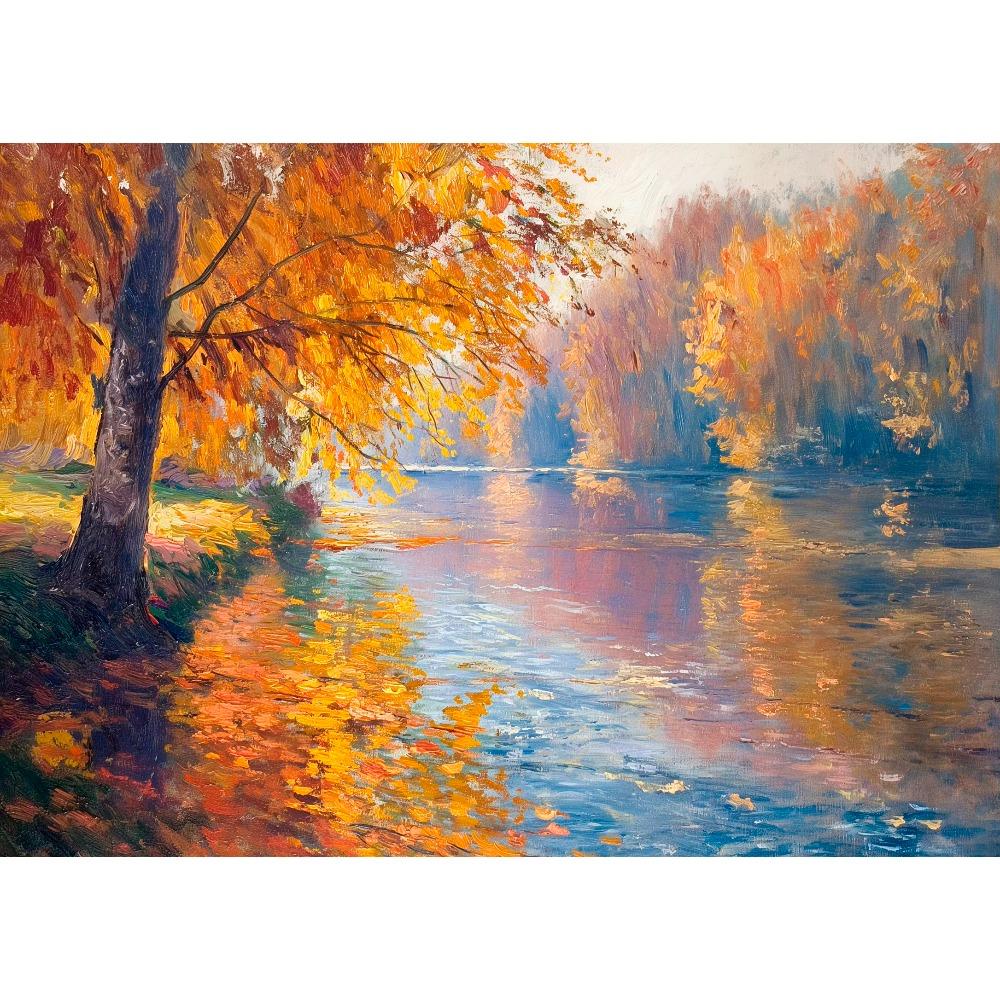 Eichenbaum Kunst Ruhige Berg Herbstwald Hütte Landschaft Schmetterling Poster Leinwanddruck Wandkunst Zimmer Heimdekor Geschenk