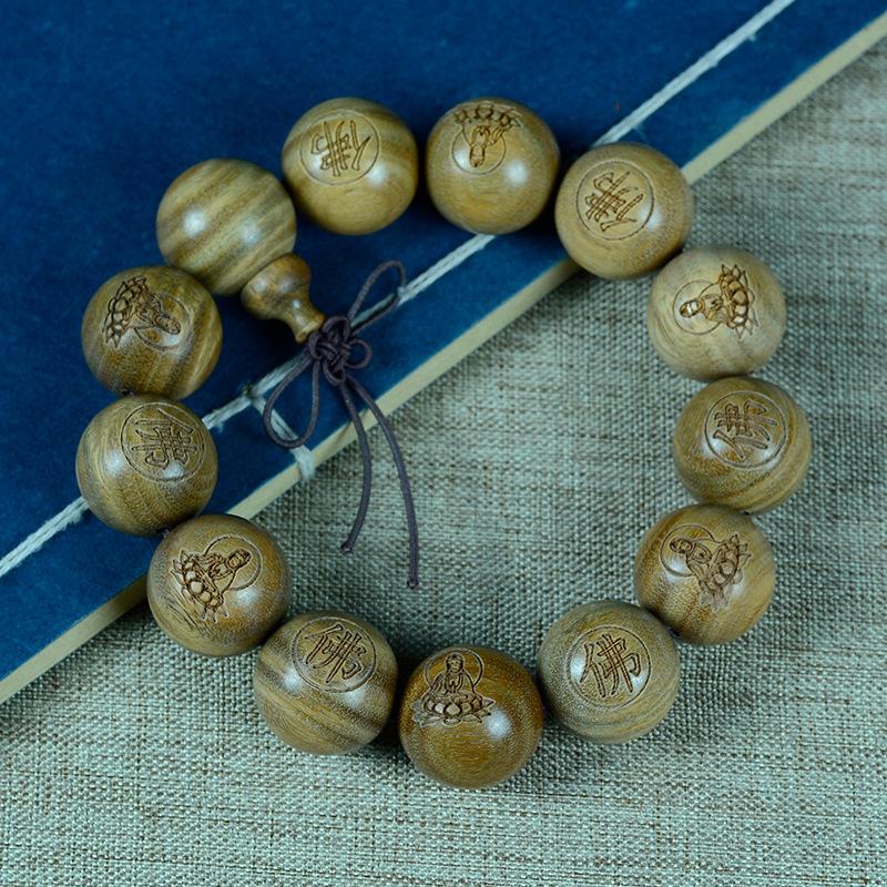 Argentina old material submerged green sandalwood bracelet sandalwood wooden cultural toy bracelet men's and women's jewelry buddhist beads