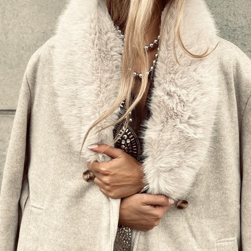 Womens Winter Wool Blend Coat Long Sleeve Notched Collar Oversized Loose Fit Casual Outerwear