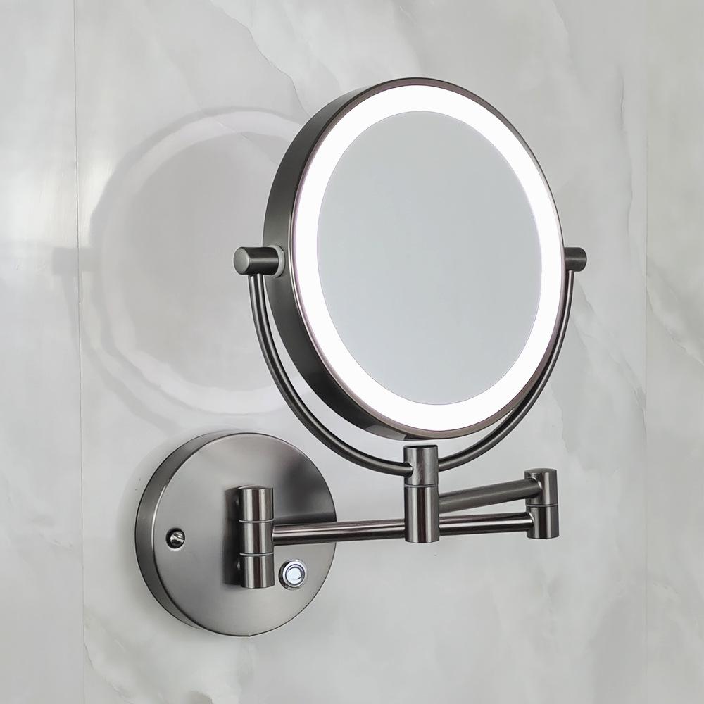 Wall-Mounted LED Double-Sided Bathroom Makeup Mirror with Light and Magnifying Function