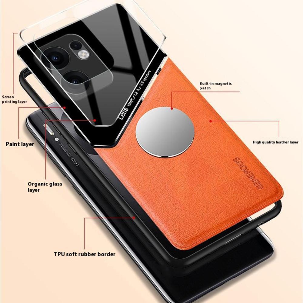 For Oppo Reno13 F 5G Case Leather Coated PC+TPU Phone Back Cover