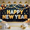 Happy New Year Banner Balloon Decor New Year Banner Photo Backdrop Navy Background Holiday Banner For Holiday Celebration Office