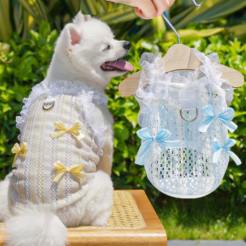 Elegant Cat Dress Lace Bowknot Dog Clothes Fashion Pet Vest Shirt  Spring