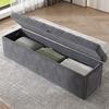 Letto imbottito 140 x 200 cm, con pistone idraulico, letto funzionale con rete a doghe e contenitore, con panca contenitore imbottita, velluto, grigio