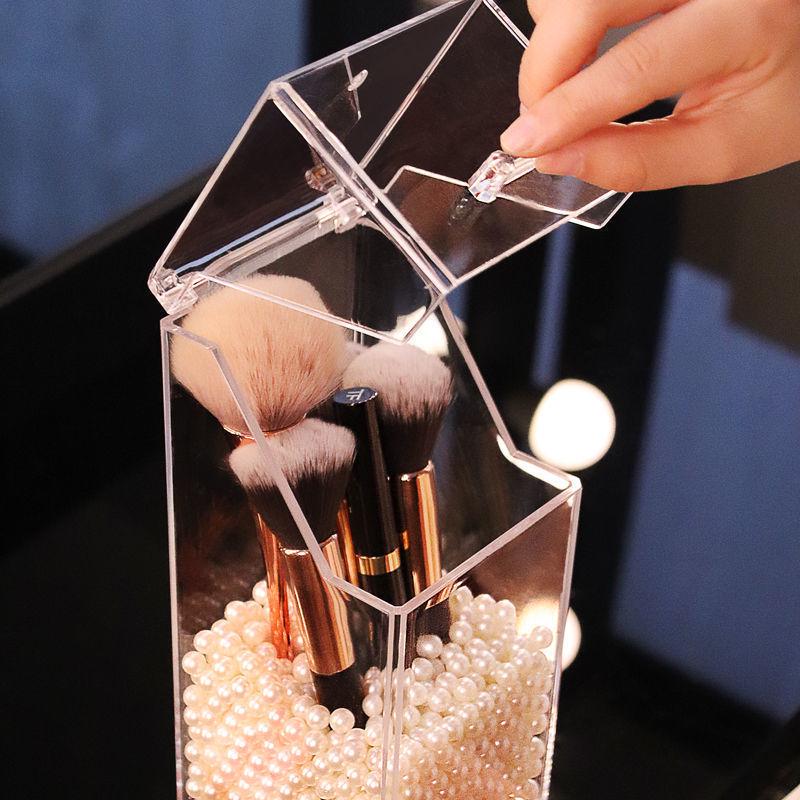 Make-up-Pinsel- und Lippenstift-Organizer aus Acryl mit Fächern - Aufbewahrungsröhre mit großem Fassungsvermögen