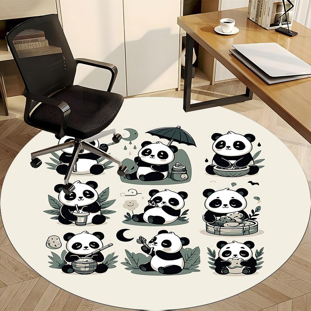 1pc Panda Leisure Office Round Area Rug, Indoor Mat Suitable For Office, Under Office Chairs Bedroom Living Room Home Decor, Room Deco