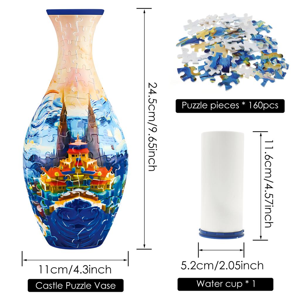 3D Puzzle Vase Arts Puzzle Flower Vase DIY Crafts Plastic Home Decoration Flower Arrangement Office Housewarming Kids Toys Gifts