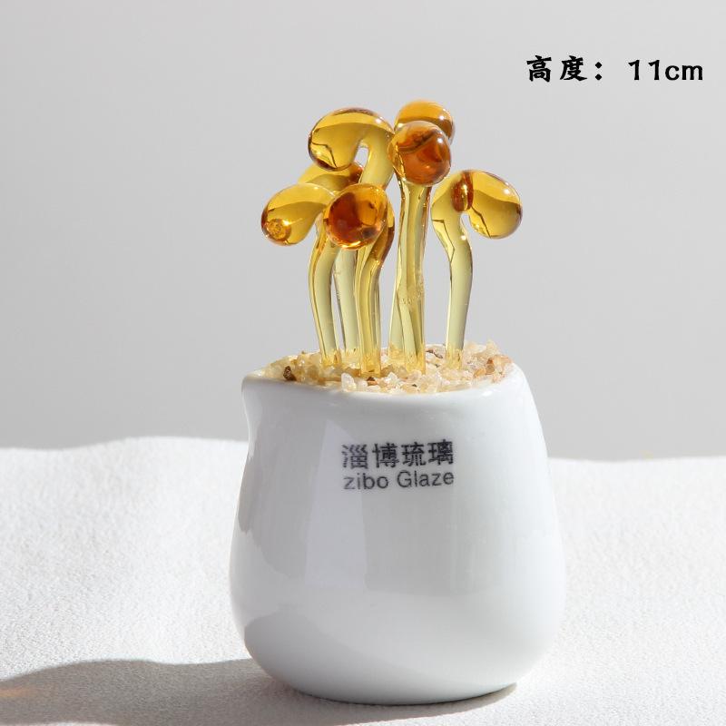 Handmade Glass Blown Cactus Cute Crystal Art Cactus Figurines Collectibles Desk Simulation Plants Decorations Mother's Day Gift