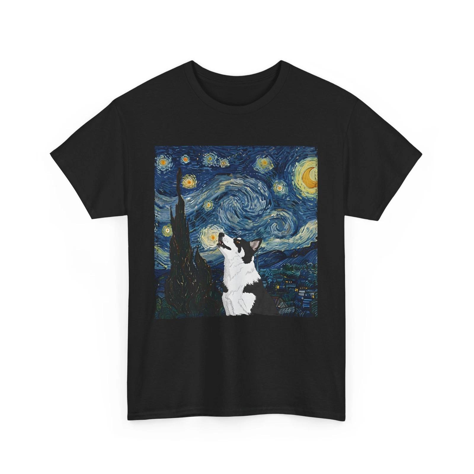 Vincent Van Gogh Inspired T-Shirt | BOSTON TERRIER DOG STARRY NIGHT 3XL