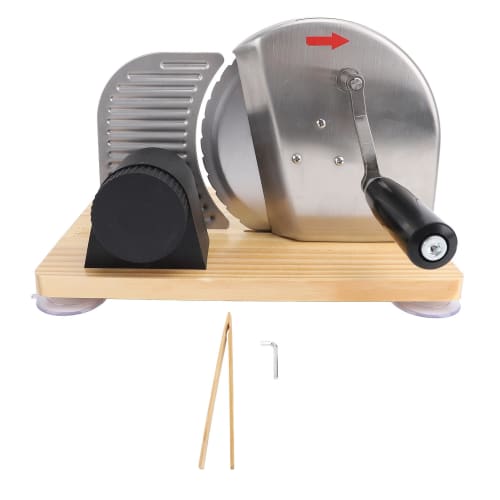 Manual Bread Slicer, Adjustable Thickness Hand-Crank Bread Slicer for Homemade Sourdough, Evenly Slices, Manual Rotating Bread Slicer for Butter Sausa