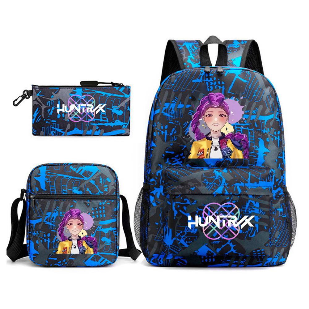 Demon Hunter Girl Group Backpack Kpop Backpack Digital Color Printing Boys And Girls School Bag Shoulder Bag Three-Piece Set