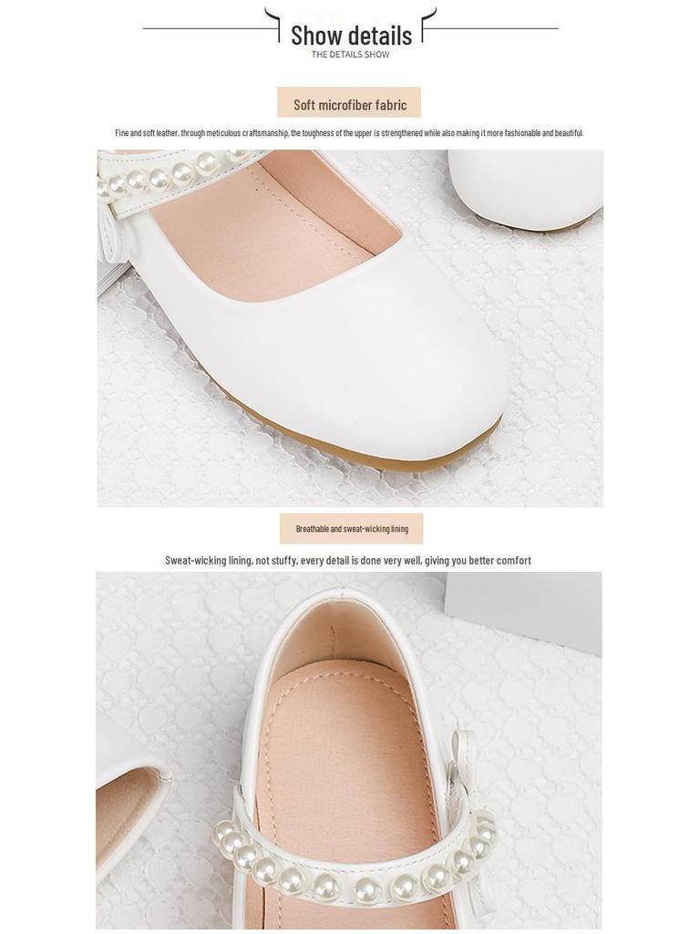 Girls' Spring & Autumn Princess Soft-Soled Leather Shoes: Stylish White Baby & Student Performance Footwear