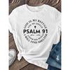 Women's Inspirational God is My Refuge Psalm 91 Printed T-Shirt Soft Stretch Short Sleeve Crew Neck Casual Tee