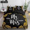 Black and White Duvet Cover Queen/King/Full Size Mr and Mrs Bedding Set 3Pieces Soft Microfiber Couple Romantic Comforter Cover