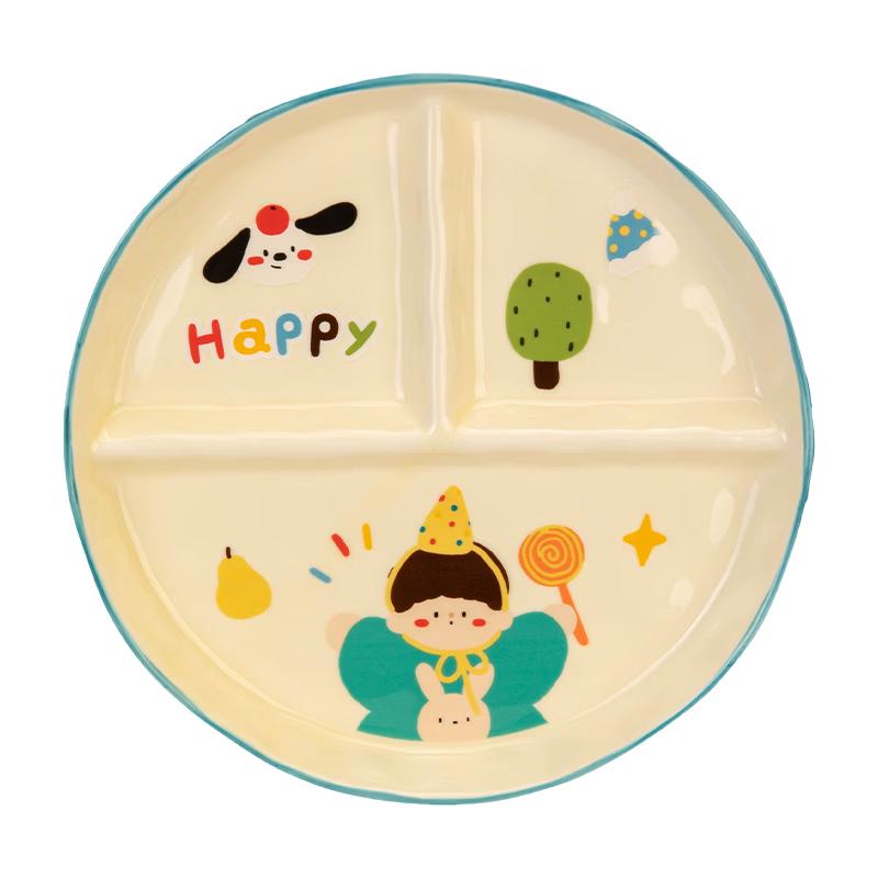 Cartoon Family Divided Ceramic Dinner Plate