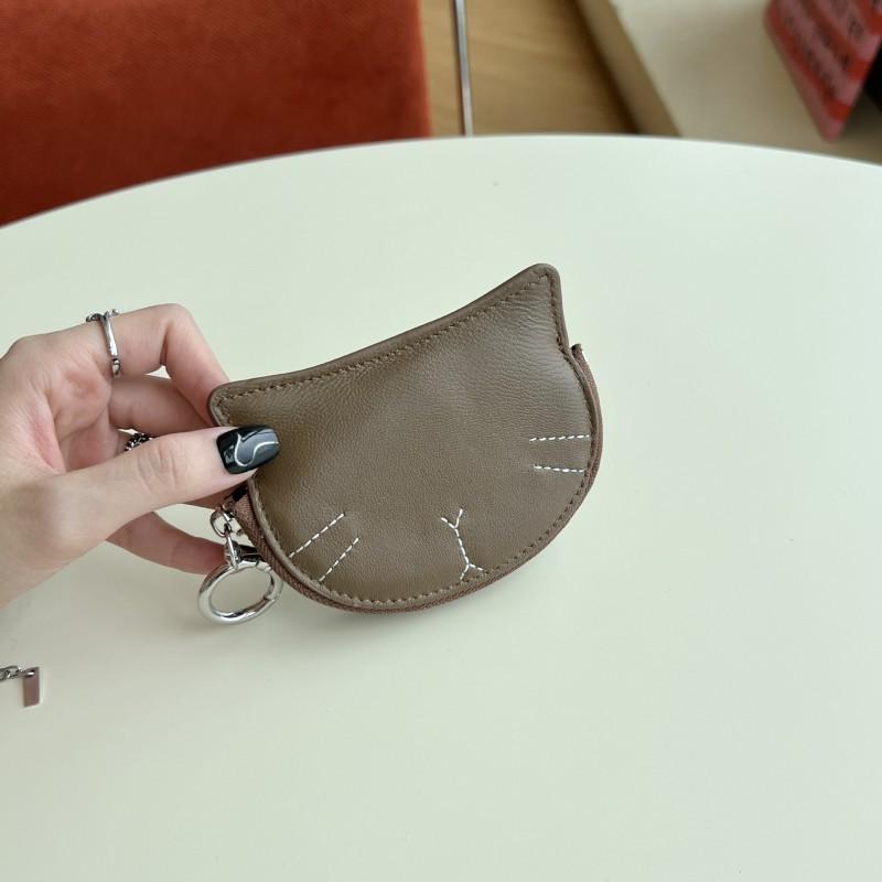 Ins Sheepskin Change Purse Soft Cute Retro Small Cat Coin Lipstick Earphone Bag Pendant
