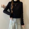Large size belly cover half turtleneck sweater bottoming shirt women's 1011 autumn and winter new fat MM hollow thin top
