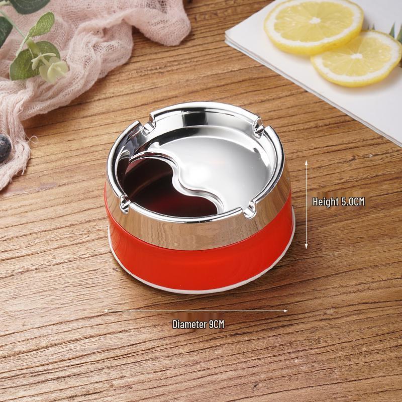 Creative Stainless Steel Ashtray with Lid - Anti-Fly, Ideal for Office, Bathroom, or Living Room
