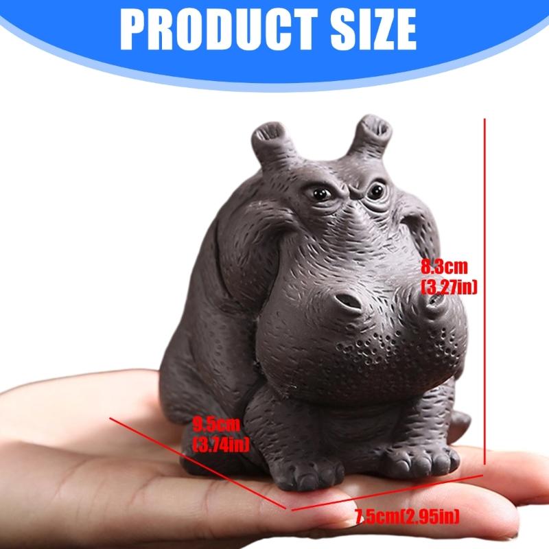 Elegant Zisha Teaware Accent Natural Mineral Clay Teas Companion Handmade Clay Hippos Figurine Ornament