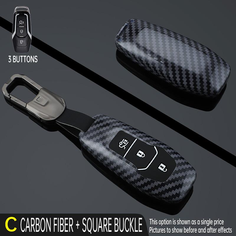 Abs Carbon Fiber For Ford Focus 3 4 St Mondeo 5 Mk5 Mustang F-150 Explorer Edge Fiesta Kuga Mk3 4 Abs Car Key Case Cover Keychai