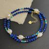 Natural Lapis Lazuli Stone Baroque Freshwater Pearl Colored Collarbone Chain French Gypsy Necklace Women'S Retro Premium