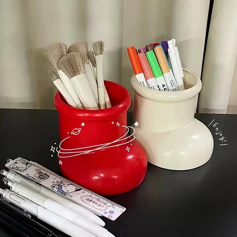 Miniso Boot Shape Pen Container Office Decoration Stationery Storage Cute Interesting Pen Container Desktop Decoration
