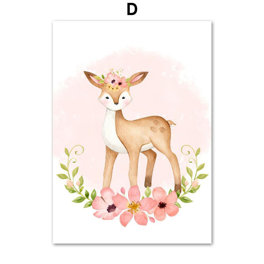 Forest Animals Owl Fox Rabbit Deer Nursery Nordic Posters And Prints Wall Art Canvas Painting Girl Pictures Baby Kids Room Decor