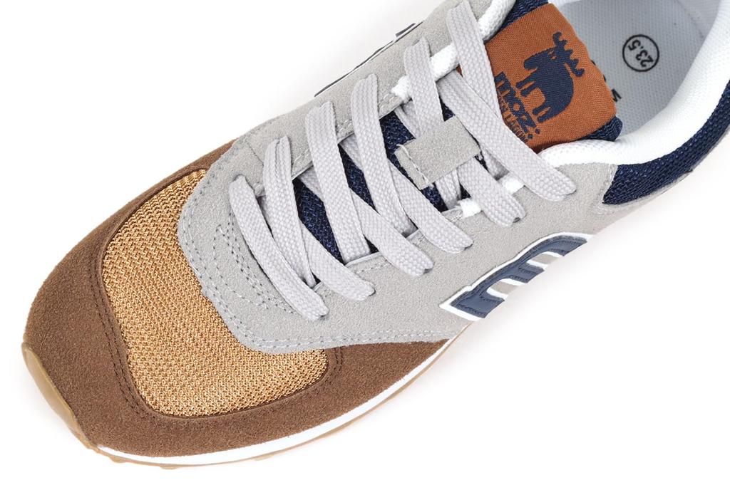 Mozu Lightweight Sneakers with a Combination and Brown Size Women's Low-Top Two-Tone Non-Slip Sole, Gray, 24.5cm
