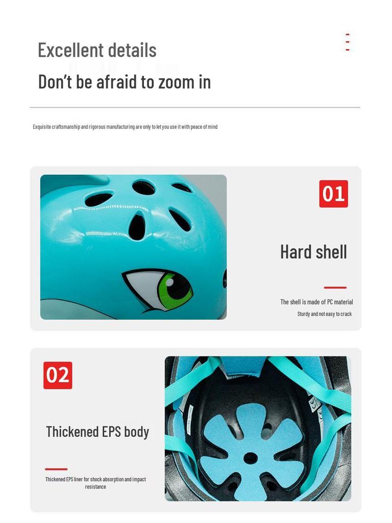 Casco Cartoon Squalo per Skateboard e Pattinaggio su Ghiaccio per Bambini - Traspirante, Equipaggiamento Protettivo per Ciclismo e Monopattino