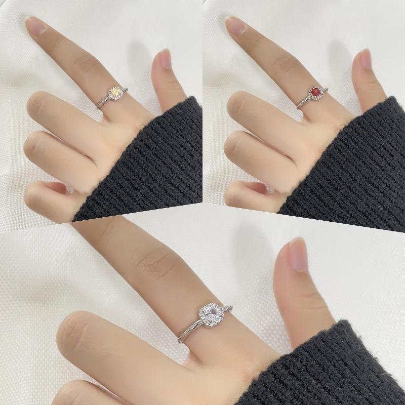 Artselect Ring Twist With Red Square Candy Stone White Plated Gold