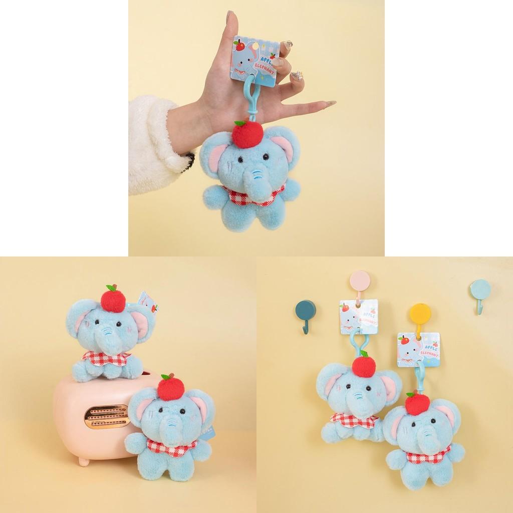 Adorable Elephant Apple Plush Keychain With Soft Fur Bag Ornament Gift Doll
