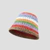 Ins Rainbow Straw Bucket Hat Women's Summer Outdoor Vacation Sun Protection Sun Hat Beach Face Small Bucket Hat
