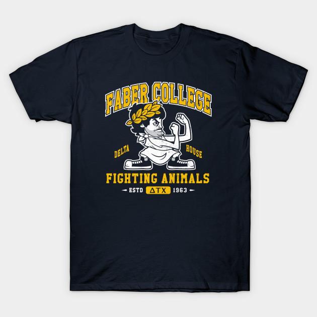 

Men Black Print T-shirt Faber College - Vintage Distressed Toga Party Mascot - Fighting Animals No-Cut Transfer Paper Print Cotton Tshirt 4XL Темно-синій