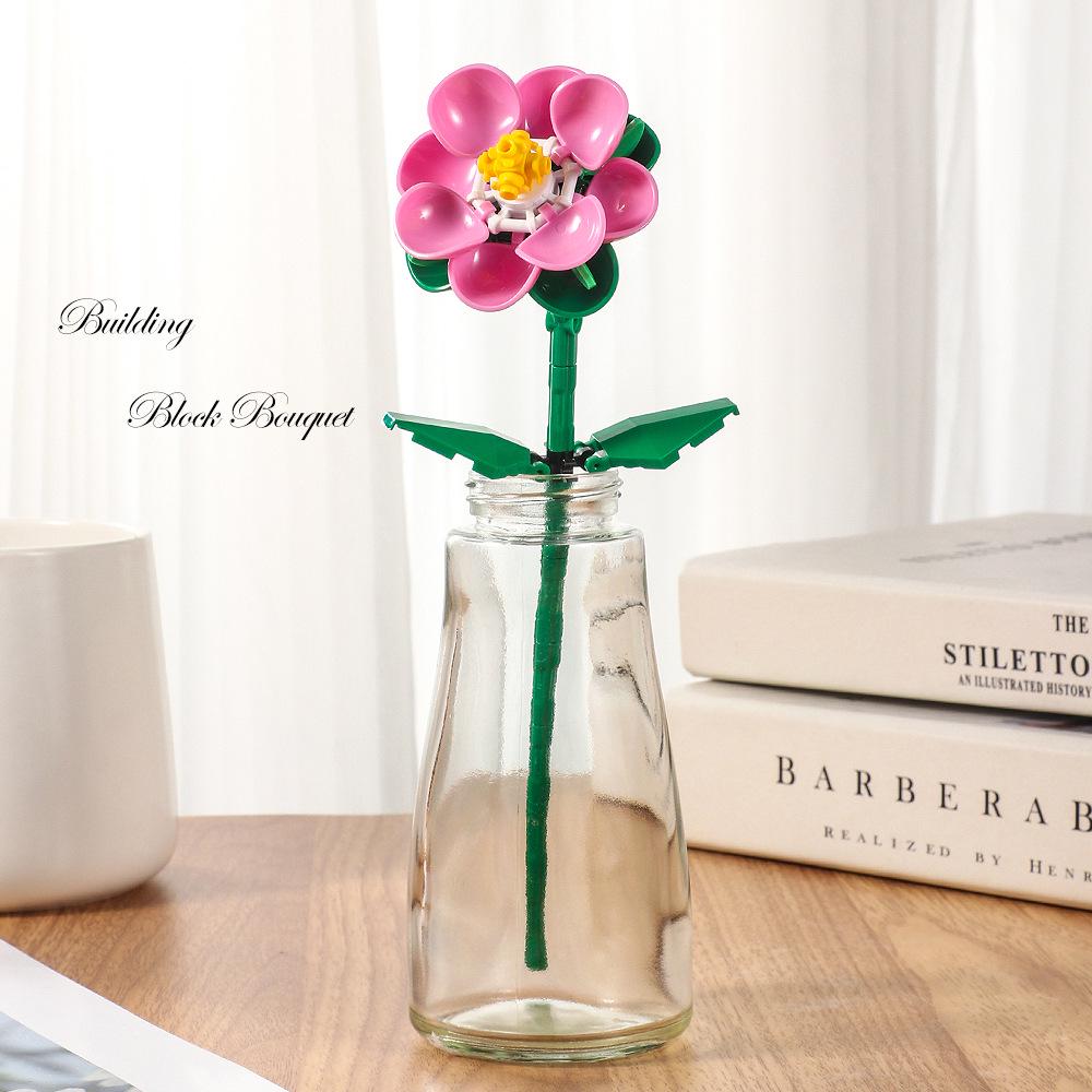 Bionic Eternal Flower Building Blocks: Sunflower and Rose Assembly Toy for Children