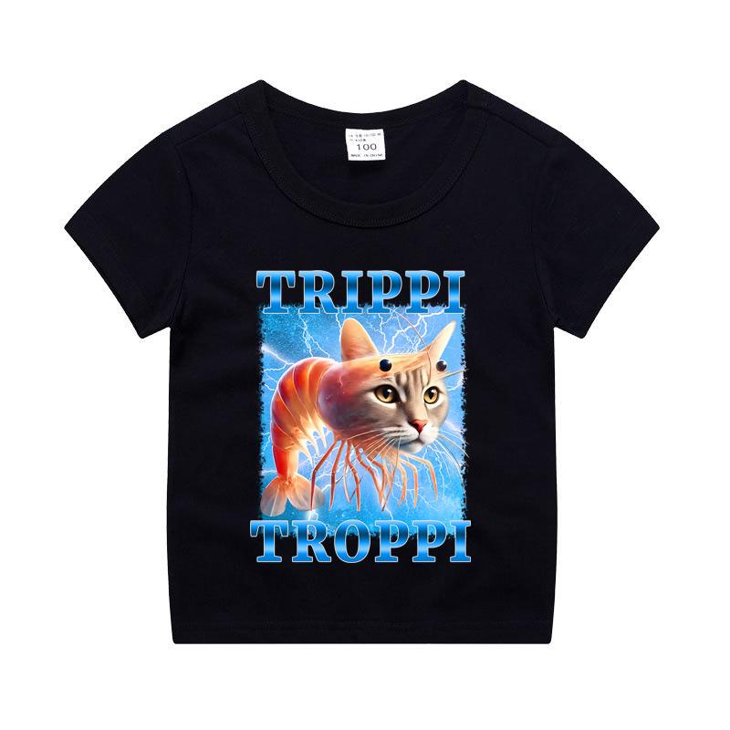 Italian Brainrot Boy Girl Cotton T-shirt Tung Tung Tung Sahur Kids Summer Clothing Funny Meme Children Short Sleeve Tops Unisex