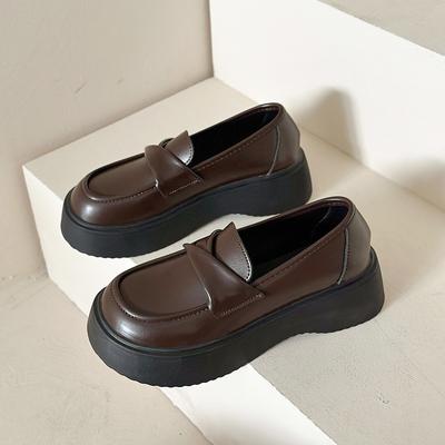 Women Preppy Loafers Fashion Platform Mid-heel Pumps Soft Microfiber Leather Shoes Student Uniform Shoes Thick Sole Lolita Heels