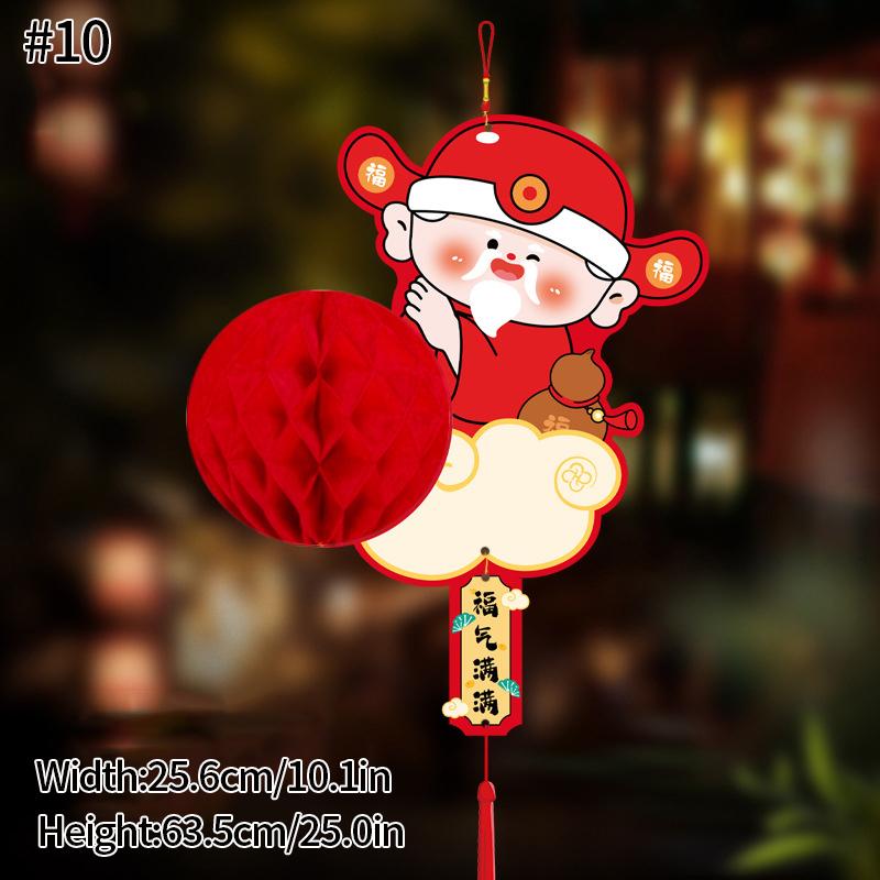 Chinese Red Lantern Traditional New Year Festival Hanging Decor Chinese Spring Festival Paper Honeycomb Lanterns