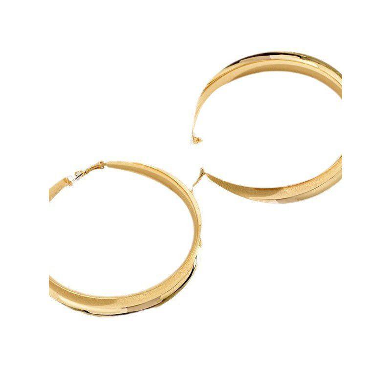 Accessible Luxury Fashion Simplicity and Exaggeration Glossy Metal Big Ear Ring