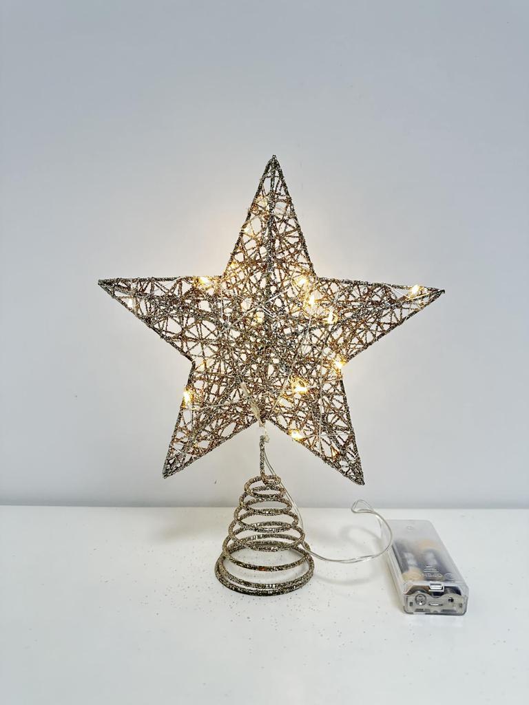 Wrought Iron Luminous Glitter Treetop Star Christmas Decoration