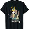 Japan Kunst Samurai Katze T-Shirt Neu 100% Baumwolle Kurzarm Rundhals T-Shirt Lässiges Herren Oberteil