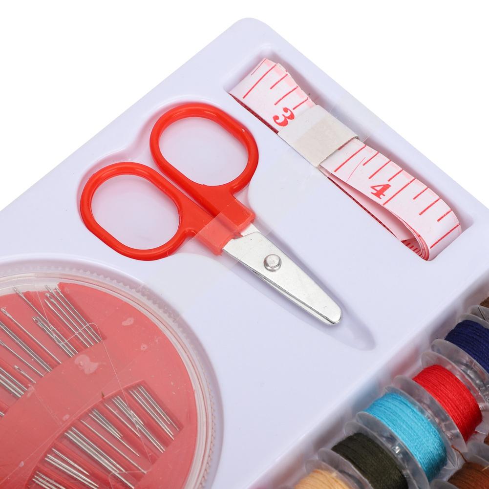 64 Rolls Portable Sewing Box Thread Spools Scissor Needles Accessories Set for Hand Stitching Embroidery Craft