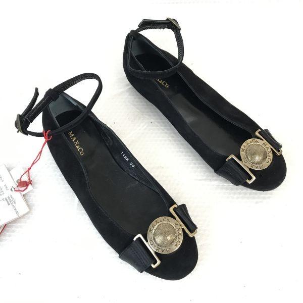 MAX & Co. Unused with Tag Ankle Strap Pumps Size 36 23.0cm Black Suede Leather Shoes(USED)